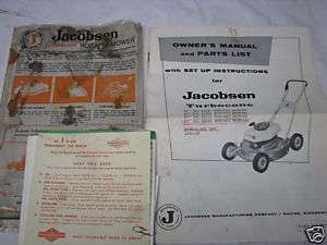 OWNERS MANUAL/PARTSLIST for 1960s JACOBSEN LAWN MOWER  