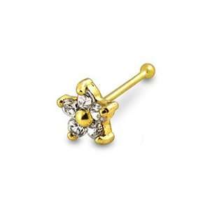  9K Gold Jeweled Nose Pin Body Jewellery Jewelry