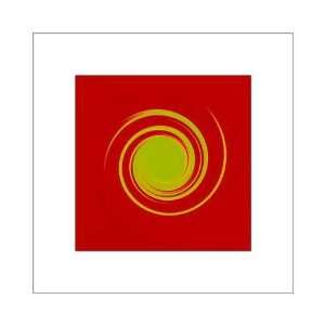  Whirl 6 Green On Bright Red Poster Print