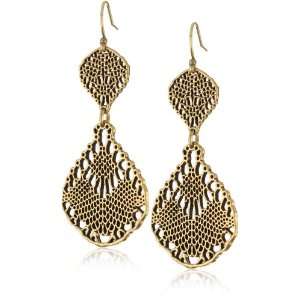 Lucky Brand So Cal Gold Tone Openwork Lace Earrings