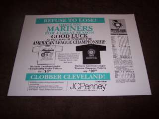 1995 Mariners Moments Poster OCT 11TH Ken Griffey 2 HRS  