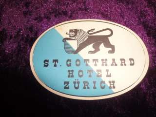 st gotthard hotel zurich hotel luggage vintage sticker 8.2x5.8 cm *3.3 