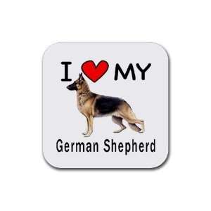  I Love My German Shepherd Square Coasters (Set of 4 
