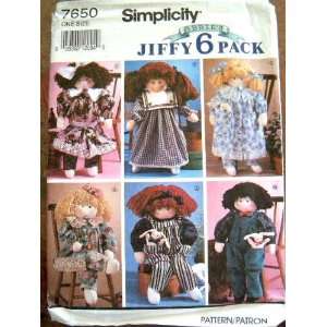  SIMPLICITY 7650 ABBIES JIFFY 6 PACK STUFFED 22 DOLL 