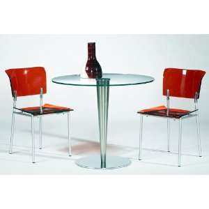 Bowery 36 Round Pedestal Dining Table by Chintaly Imports   Stainless 