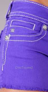   Me Jeans Shorts Royal Crystal Cross Purple Denim JP5046H11 Sz 25 31