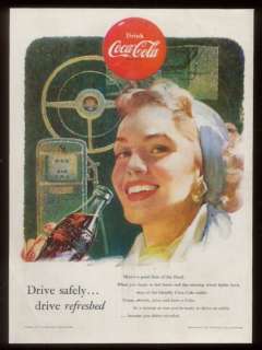 1953 pretty woman art Coca Cola Coke vintage print ad  