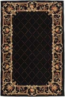   Area Rug NEW Persian Inspired Carpet 6 x 9 Black Wool Hand Hooked