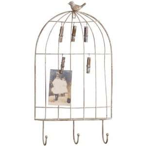    Distressed Metal Bird Cage Wire Card Holder