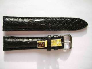 Rios1931 genuine alligator thick matt Black watch band  