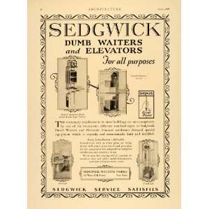  1929 Ad Sedgwick Machinery Dumb Waiters Elevators 
