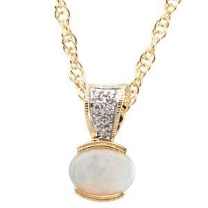 IceCarats Designer Jewelry Gift 14K Yellow Gold Cabochon Genuine Opal 