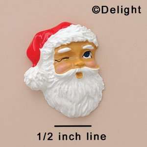  3937* ctlf   Santa Face Winking Bright   Flat Back Resin 