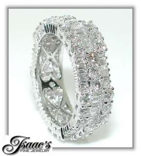 CT BAGUETTE And Round Diamond Wedding Band Ring 18K  