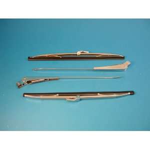 Corvette Windshield Wiper Arms & Blades, Polished Stainless steel 