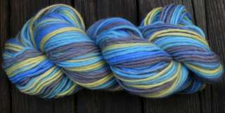 Pure wool yarn Iceland bulky wt, blue yellow turquoise  