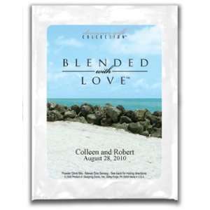 Cocoa Wedding Favor   Blended with Love   Sandy Beach Photo  