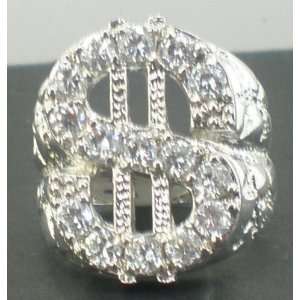  CZ STERLING SILVER MONEY `$` SIGN MENS SZ12 RING 