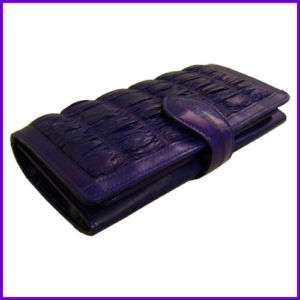Genuine Eel Skin Wrinkles CLUTCH HANDBAG WALLET Purple  