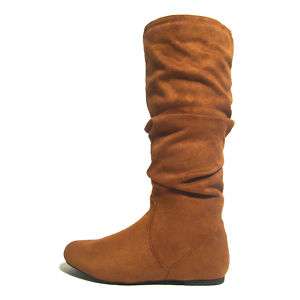 NEW WOMENS WRINKLE SOFT BODY SLOUCH BOOTS TAN SUEDE  