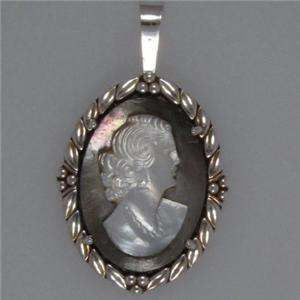 60 80 yr old Handcarved Italian MOP Cameo Pendant P26  