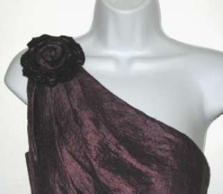 NWT Purple ADRIANNA PAPELL One Shoulder Rosette Tafetta Tulip Cocktail 