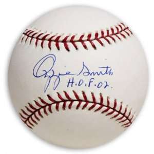  Ozzie Smith Autographed Baseball with HOF 02 Inscription 