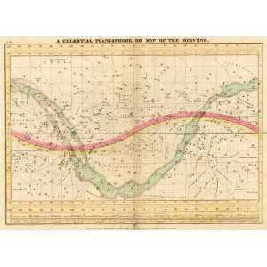  Burritt 1835 Antique Map of the Celestial Planisphere 