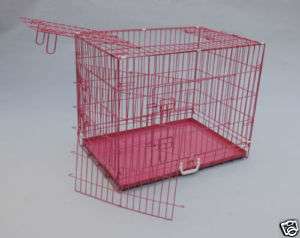 48 3 Door Pink Folding Dog Crate Cage Kennel w/DIVIDER 814836010429 