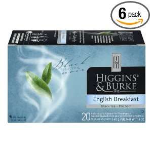 Higgins & Burke English BreakFast Black Tea, 20 Count (Pack of 6)