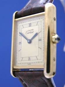 Mans Vintage Cartier Tank 18K Gold GP Watch   Must De (54331)  