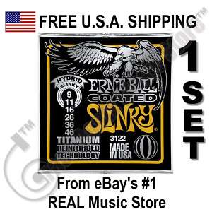 Ernie Ball® Hybrid Slinky Coated Guitar Strings 3122  