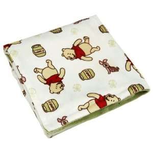 Disney Baby Sunshine Patch Pooh Plush Velboa Blanket w/ Coral Fleece 