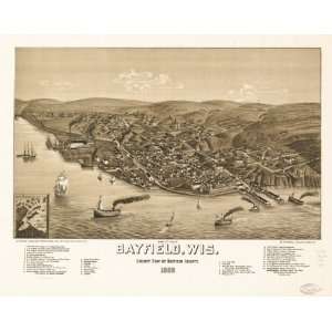  1886 Birds eye map of Bayfield, Wisconsin
