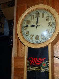 Miller Beer Bar Wall Clock Light Made the American Way  