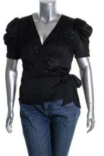 Sunny Leigh Dress Shirt Black Sequin Sale Top XL  