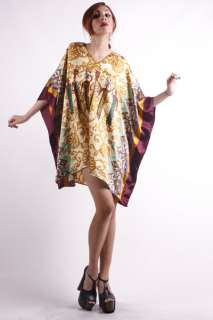 Vtg 70s HIPPIE ethnic AFRICAN cocoon CAFTAN mini DRESS  