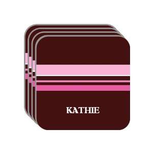 Personal Name Gift   KATHIE Set of 4 Mini Mousepad Coasters (pink 