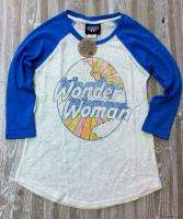 Licensed Junk Food Wonder Woman Logo Women Junior Thermal Raglan Shirt 