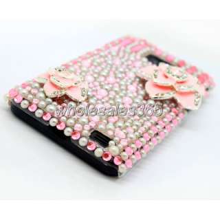 3D Flower Back Cover For Samsung Galaxy S2 i9100 Bling Pearl Crystal 