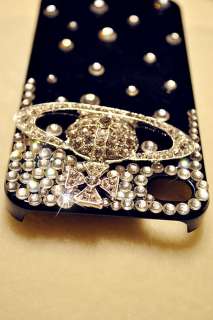 3D SATURN with Rings iPhone 4S & iPhone 4 Bling Crystal Case Space 