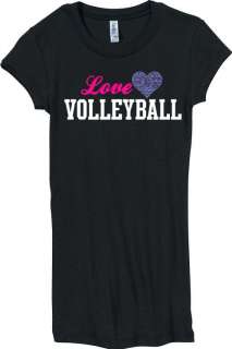Juniors Volleyball Love Black Rhinestone Shirt S XXL  