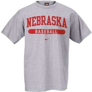  Nike Nebraska Cornhuskers Ash Baseball T shirt Sports 