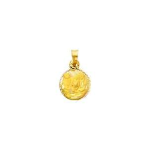   Gold Dia Cut Religious Stamp Baptism Charm Pendant The World Jewelry