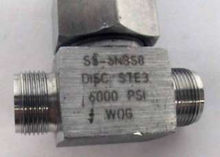 Whitey Valve SS 6NBS8 Disc STE3 6000 PSI WOG 316 SS  