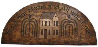 Large Wall Plaque Bless Our Home Primitive Americana  
