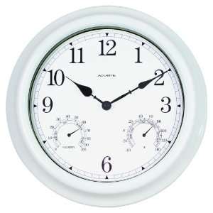  Chaney Instrument 16 Inch White Metal Clock/Thermometer 