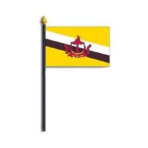  Brunei Flag Rayon On Staff 4 in. x 6 in.