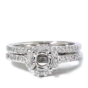 4CT Diamond Pave Halo Wedding Band Engagement Ring Setting Mount 