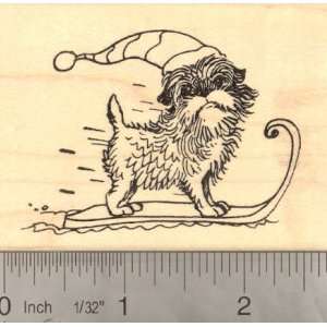  Affenpinscher on winter sled   Holiday Rubber Stamp Arts 